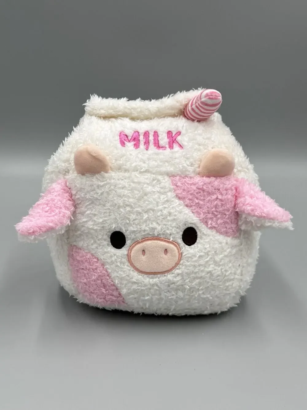 Smoochy Pals Cow Milk Carton Plush 8” Stuffed Toy Pink White